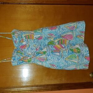Lilly Pulitzer Georgie Bustier Dress in pink, blue, white, green Size 2.